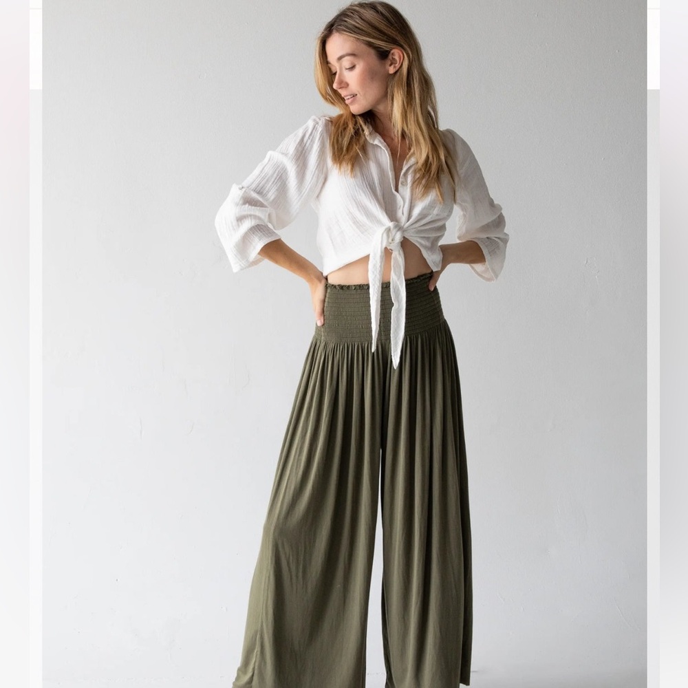 Natural Life Make A Move "ButterSoft" Knit Palazzo Pant - Olive - S